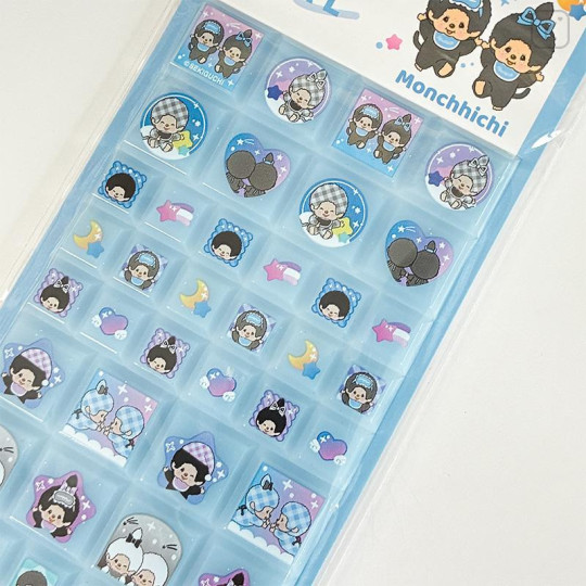 Japan Monchhichi Cut Piece Seal - Monchhichi-chan & Monchhichi-kun : Checkered - 2
