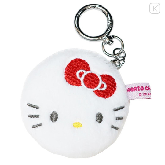 Japan Sanrio Fluffy Double Compact Mirror Keychain - Hello Kitty - 1