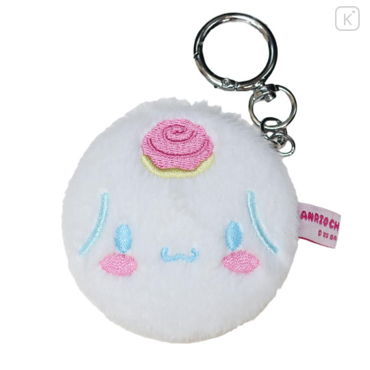 Japan Sanrio Fluffy Double Compact Mirror Keychain - Cinnamoroll - 1