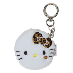 Japan Sanrio Fluffy Double Compact Mirror Keychain - Hello Kitty : Brown
