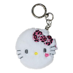 Japan Sanrio Fluffy Double Compact Mirror Keychain - Hello Kitty : Pink
