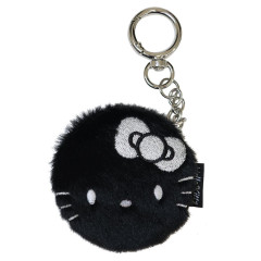 Japan Sanrio Fluffy Double Compact Mirror Keychain - Hello Kitty : Black