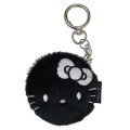 Japan Sanrio Fluffy Double Compact Mirror Keychain - Hello Kitty : Black - 1