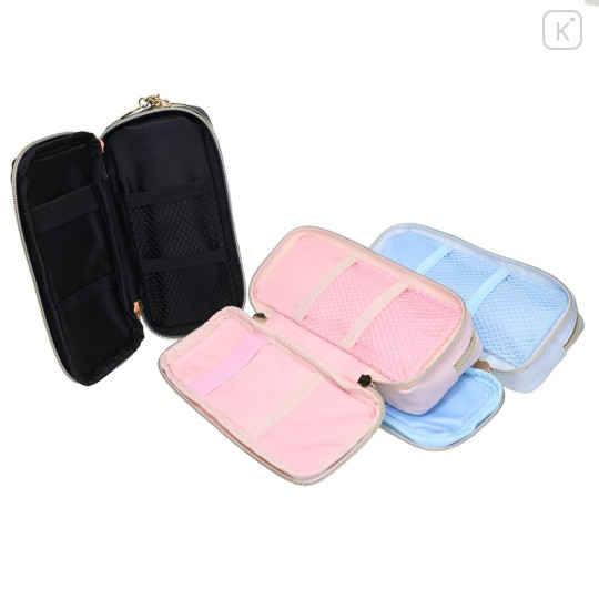 Japan Sanrio Plaid Badge Multi Pen Pouch - Usahana : Black - 3