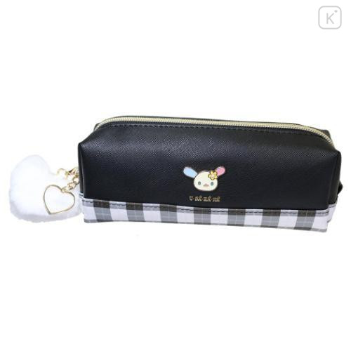 Japan Sanrio Plaid Badge Pen Pouch - Usahana : Black - 1