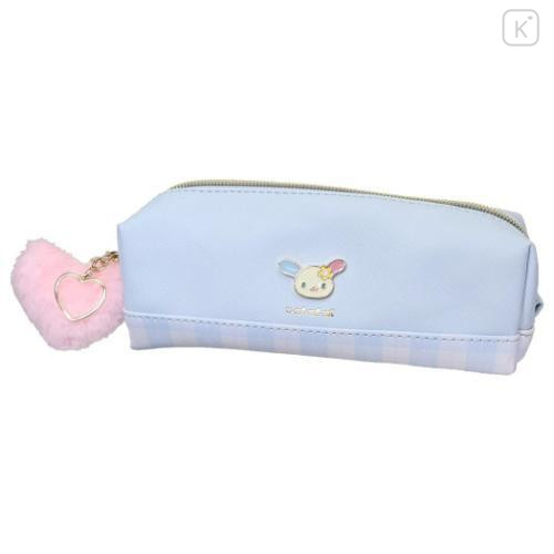 Japan Sanrio Plaid Badge Pen Pouch - Usahana : Blue - 1