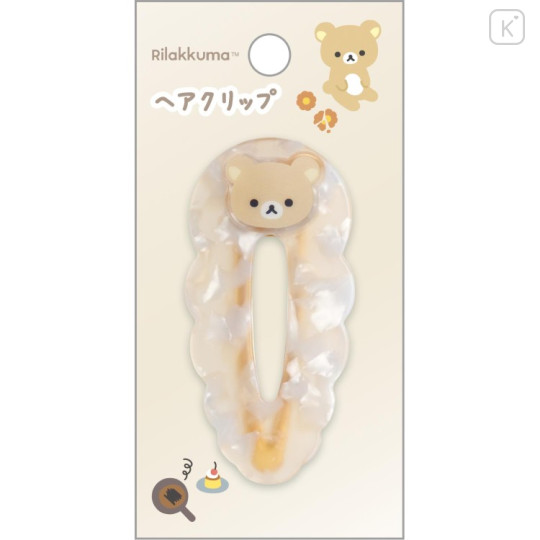 Japan San-X Acrylic Hair Clip - Rilakkuma : Pearl Marble Brown - 1