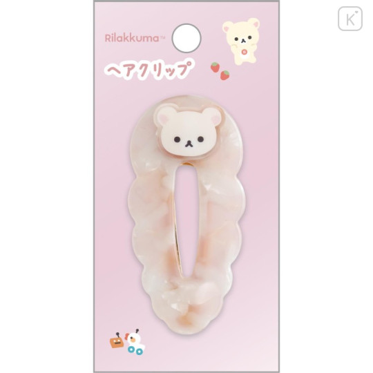 Japan San-X Acrylic Hair Clip - Korilakkuma : Pearl Marble Pink - 1