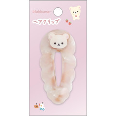 Japan San-X Acrylic Hair Clip - Korilakkuma : Pearl Marble Pink