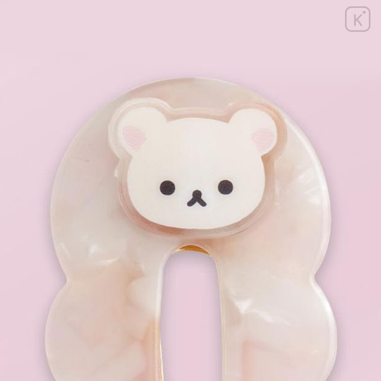 Japan San-X Acrylic Hair Clip - Korilakkuma : Pearl Marble Pink - 2