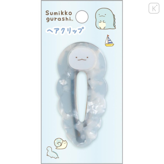 Japan San-X Acrylic Hair Clip - Sumikko Gurashi : Tokage Pearl Marble Blue - 1