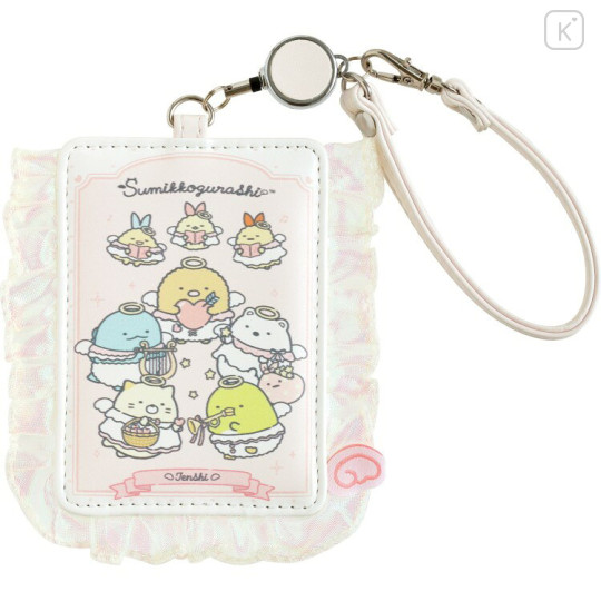 Japan San-X Pass Case Card Holder & Reel - Sumikko Gurashi : Angel and Devil's Tail Frill - 1