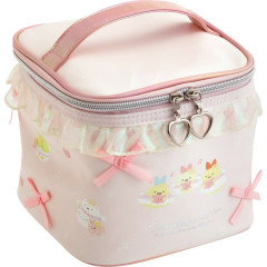 Japan San-X Vanity Pouch with Mirror - Sumikko Gurashi : Angel and Devil's Tail Frill Pink