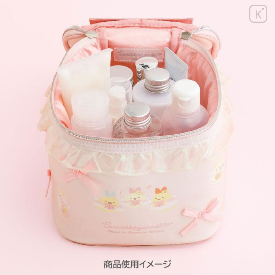 Japan San-X Vanity Pouch with Mirror - Sumikko Gurashi : Angel and Devil's Tail Frill Pink - 5