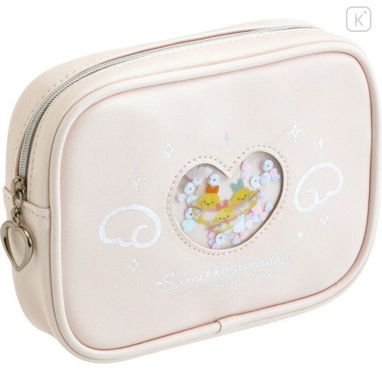 Japan San-X Cosmetic Pouch - Sumikko Gurashi : Angel and Devil's Tail Pink Sparkling sequins - 1