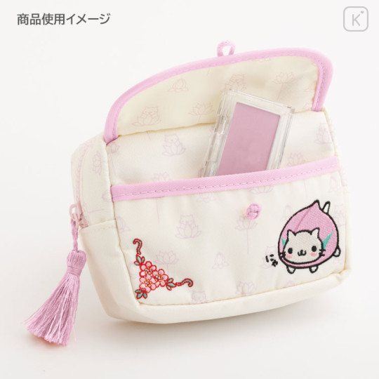 Japan San-X Cosmetic Pouch - Nyan Nyan Nyanko : San-X Universe Embroidered Peach - 3