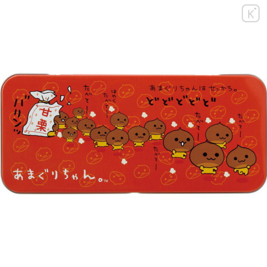 Japan San-X Tin Pencil Case - San-X Universe Amaguri-chan Red - 2