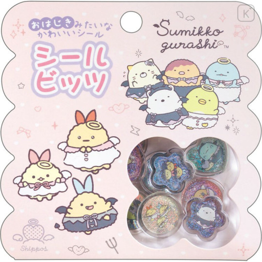Japan San-X Sparkly Marble Sticker Flakes - Sumikko Gurashi : Angel and Devil's Tail - 1