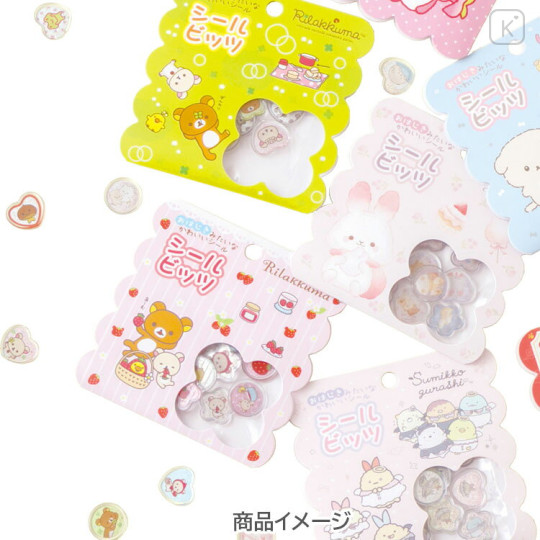 Japan San-X Sparkly Marble Sticker Flakes - Kiiroitori & Korilakkuma & Rilakkuma : Clover Green - 3