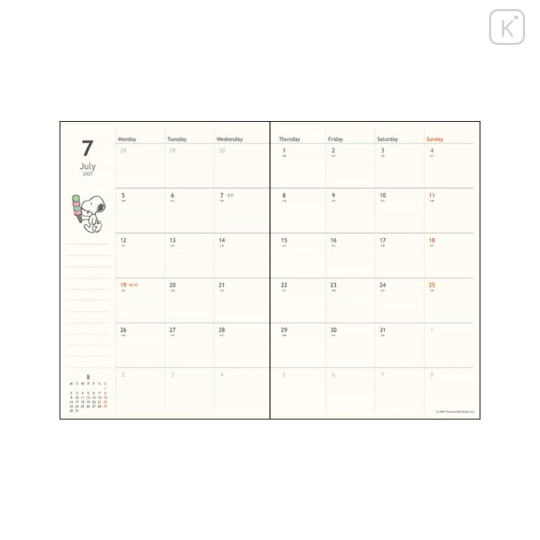 Japan Peanuts B6 Monthly Schedule Book - Snoopy : Kids Fun 2027 - 2