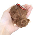 Japan Monchhichi Fluffy Plush Mini Pouch with Carabiner - Monchhichi-kun : Sitting - 2