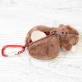 Japan Monchhichi Fluffy Plush Mini Pouch with Carabiner - Monchhichi-kun : Sitting - 3