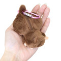 Japan Monchhichi Fluffy Plush Mini Pouch with Carabiner - Monchhichi-chan : Sitting - 2