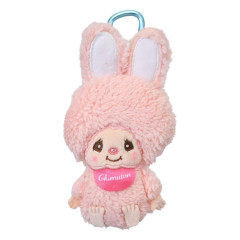Japan Monchhichi Fluffy Plush Mini Pouch with Carabiner - Chimutan : Sitting