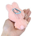 Japan Monchhichi Fluffy Plush Mini Pouch with Carabiner - Chimutan : Sitting - 2