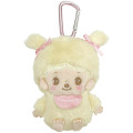 Japan Monchhichi Fluffy Plush Mini Pouch with Carabiner - Bebichhichi-chan : Sitting Sweet Color - 1