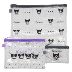 Japan Sanrio Clear Flat Pouch Set - Kuromi : Face