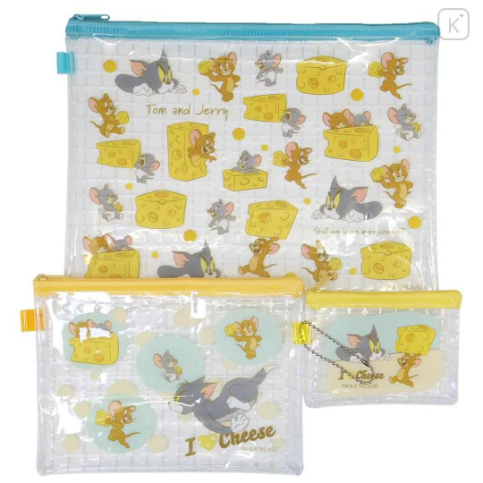 Japan Tom and Jerry Clear Flat Pouch Set - Cheese - 1