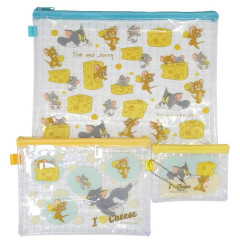 Japan Tom and Jerry Clear Flat Pouch Set - Cheese