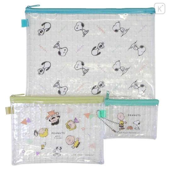Japan Peanuts Clear Flat Pouch Set - Snoopy : Charlie - 1