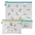 Japan Peanuts Clear Flat Pouch Set - Snoopy : Charlie - 1