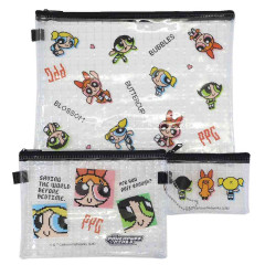 Japan The Powerpuff Girls Clear Flat Pouch Set - Pixel Art