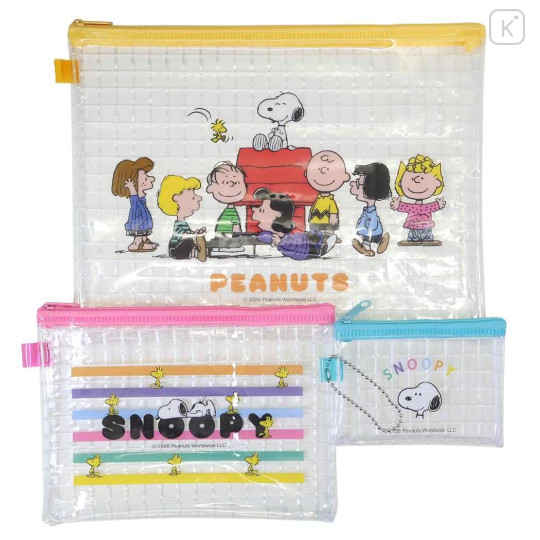 Japan Peanuts Clear Flat Pouch Set - Snoopy : Colorful - 1