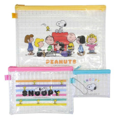Japan Peanuts Clear Flat Pouch Set - Snoopy : Colorful
