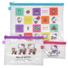 Japan Sanrio Clear Flat Pouch Set - Hello Kitty & Mimmy : Face