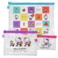 Japan Sanrio Clear Flat Pouch Set - Hello Kitty & Mimmy : Face - 1
