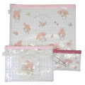 Japan Sanrio Clear Flat Pouch Set - My Melody : Pink Flower - 1