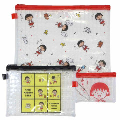 Japan Chibi Maruko Chan Clear Flat Pouch Set - Momoko Sakura / Maruko : Comic Style