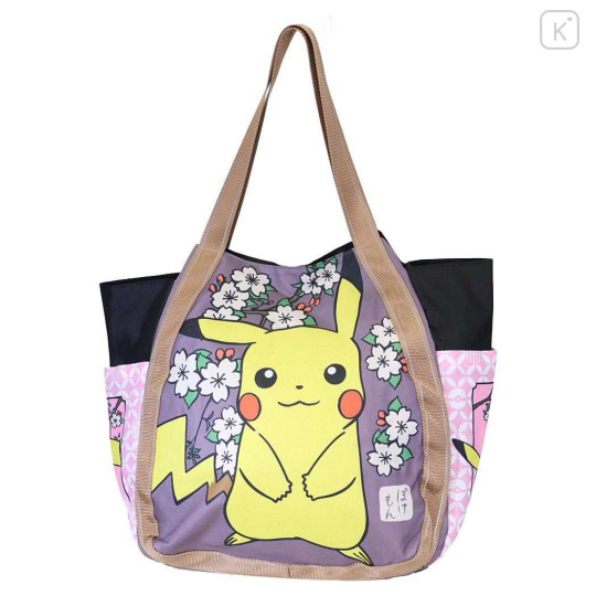 Japan Pokemon Balloon Tote Bag - Pikachu : Sakura Retro - 1