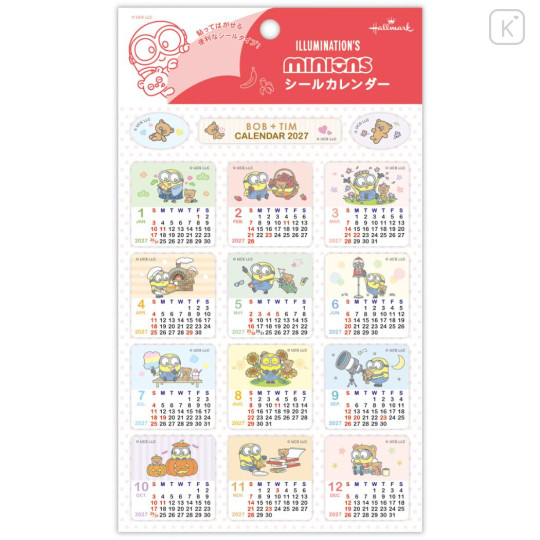 Japan Minions Calendar Sticker - Minions : Bob & Bear Tim 2027 - 1