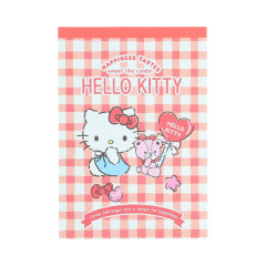 Japan Sanrio B7 Notepad - Hello Kitty & Tiny Chum : Candy Jar Grid Red