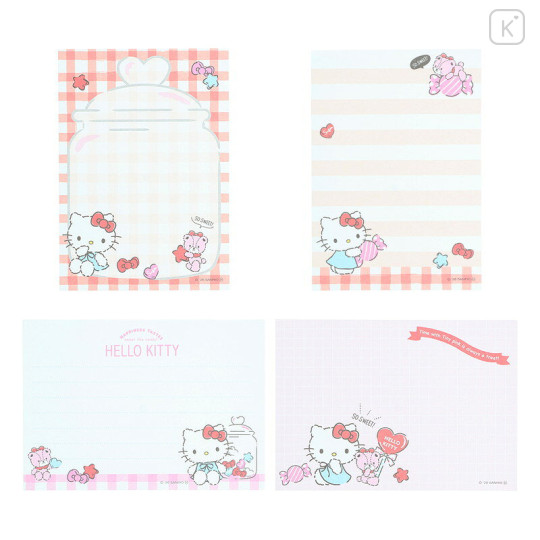 Japan Sanrio B7 Notepad - Hello Kitty & Tiny Chum : Candy Jar Grid Red - 3