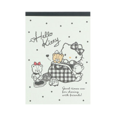 Japan Sanrio B7 Notepad - Hello Kitty & Tiny Chum : Grid Black