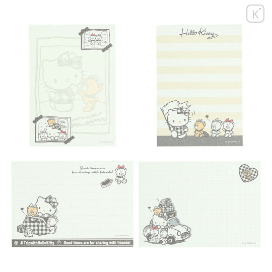 Japan Sanrio B7 Notepad - Hello Kitty & Tiny Chum : Grid Black - 3