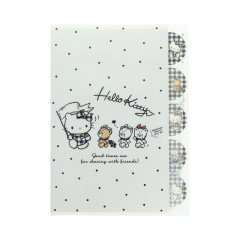 Japan Sanrio 5 Pockets A4 Clear File - Hello Kitty & Tiny Chum : Grid Black