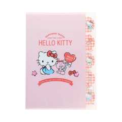 Japan Sanrio 5 Pockets A4 Clear File - Hello Kitty & Tiny Chum : Grid Red